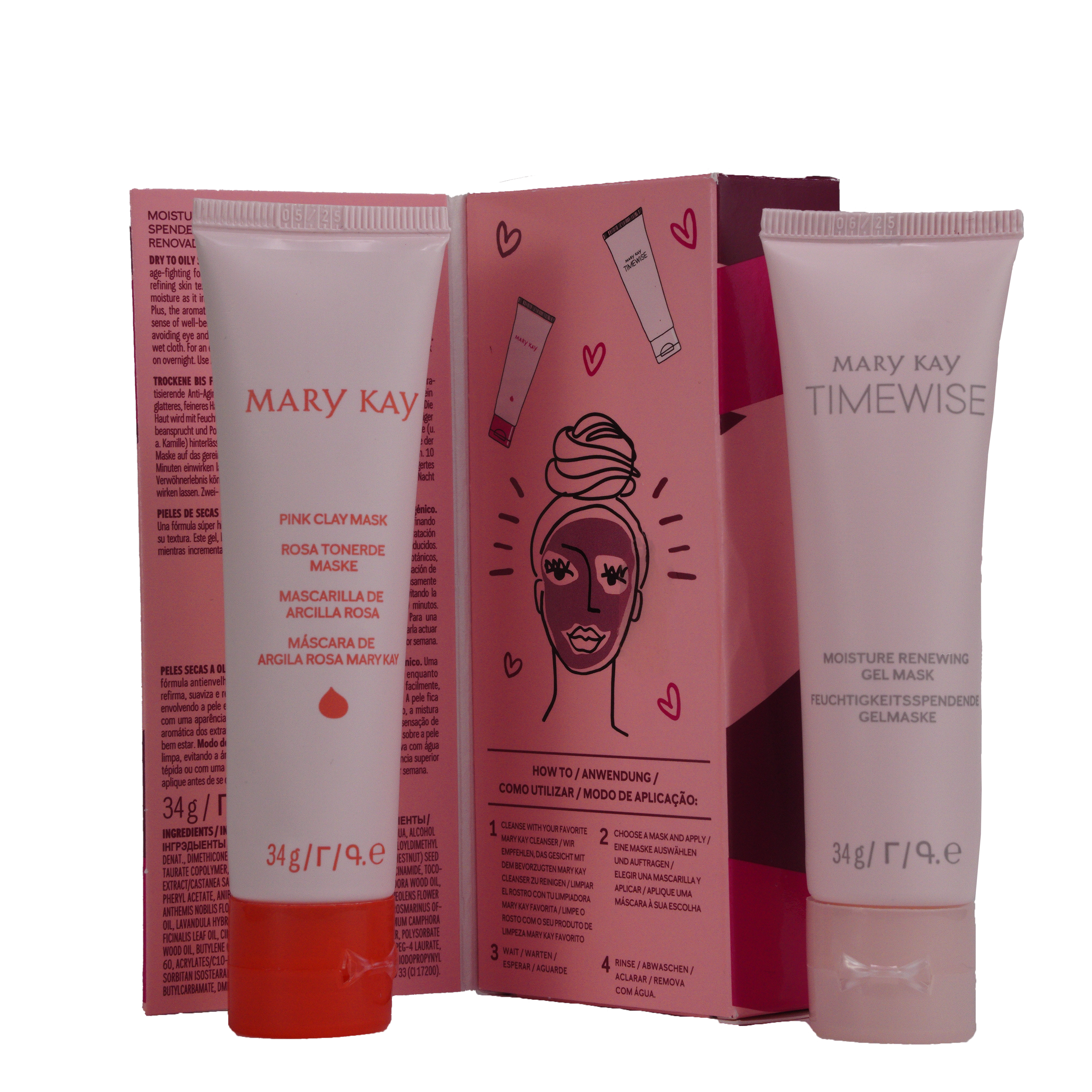 Mary Kay Masking Minis Set (Pink Clay & Renewing Gel Mask) 2 x 34g (Reisegröße) 